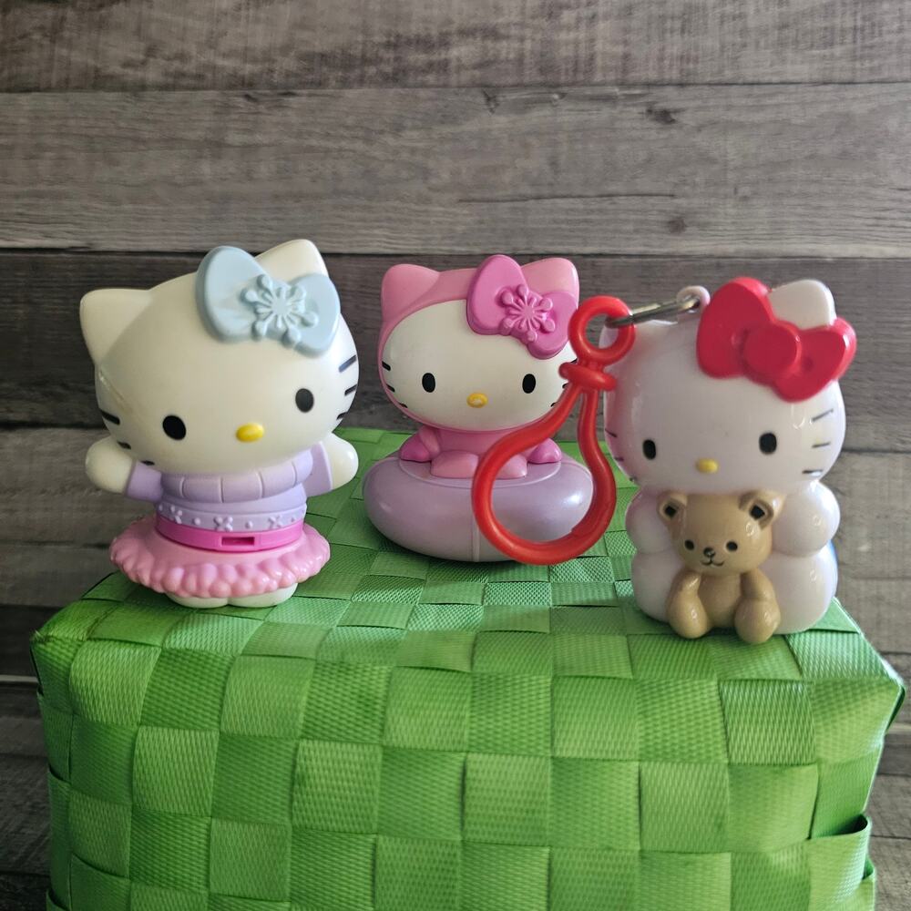 Lot of Three 2011 Sanrio Hello Kitty McDonald's Toy Candy Keychain Vintage Gift
